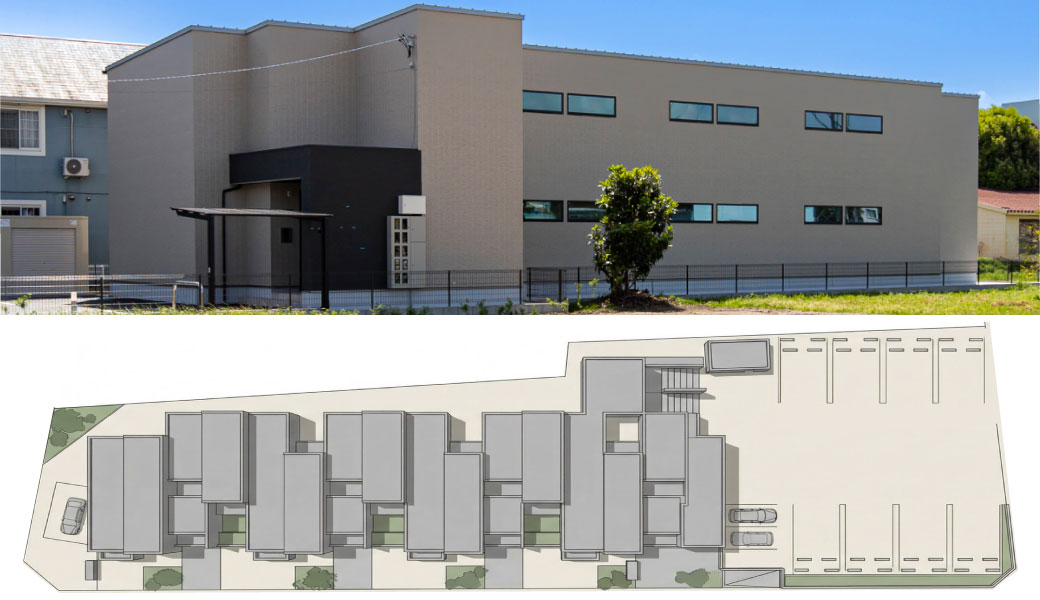 細長い敷地のモダン住宅 奥行きのある土地