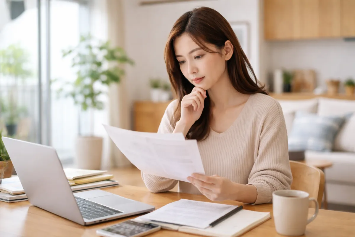 土地活用の節税に関して勉強している女性